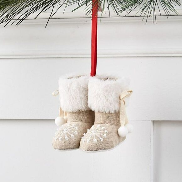 HOLIDAY LANE Linen Holiday Boots Ornament - Picture 1 of 1